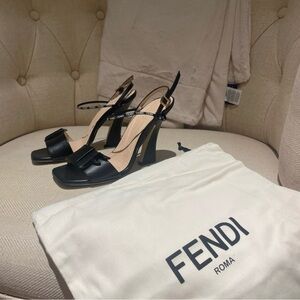 Fendi Black Stiletto Heels with Ankle Strap
